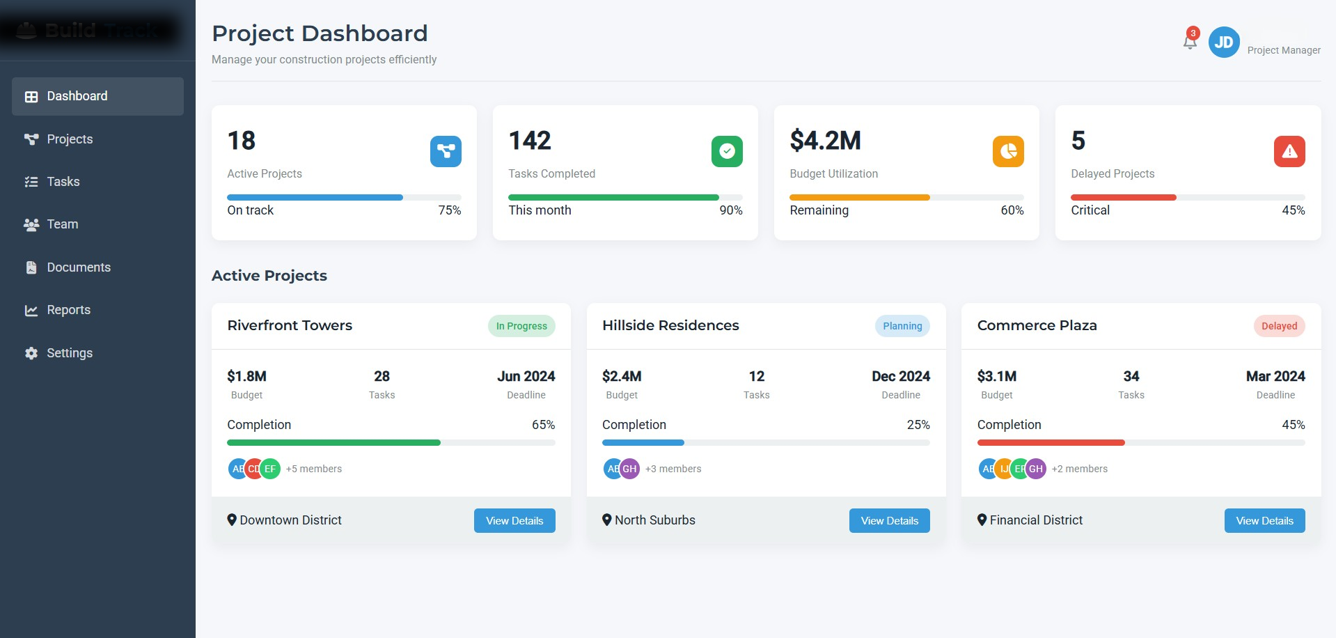 Construction Dashboard